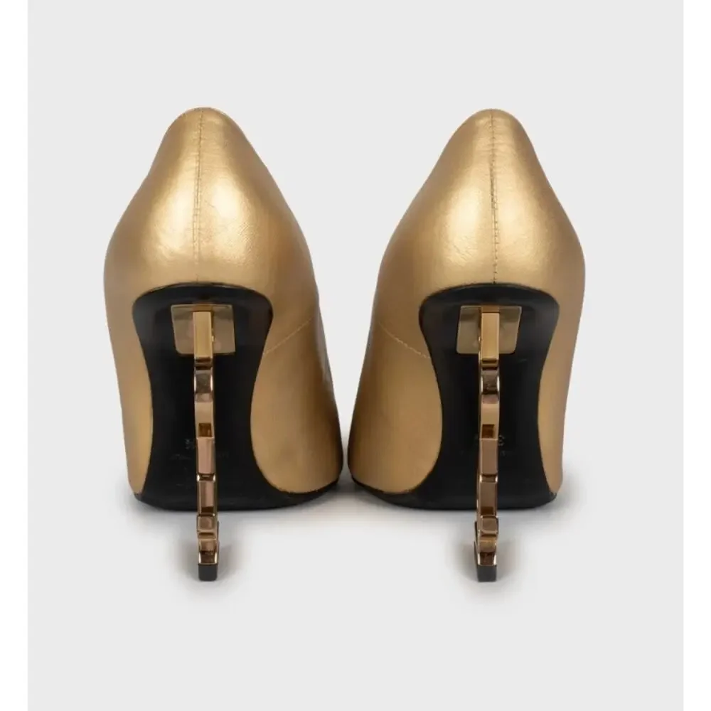 Saint Laurent Opyum Gold Leather Heels - Size 36.5 - Picture 4 of 5